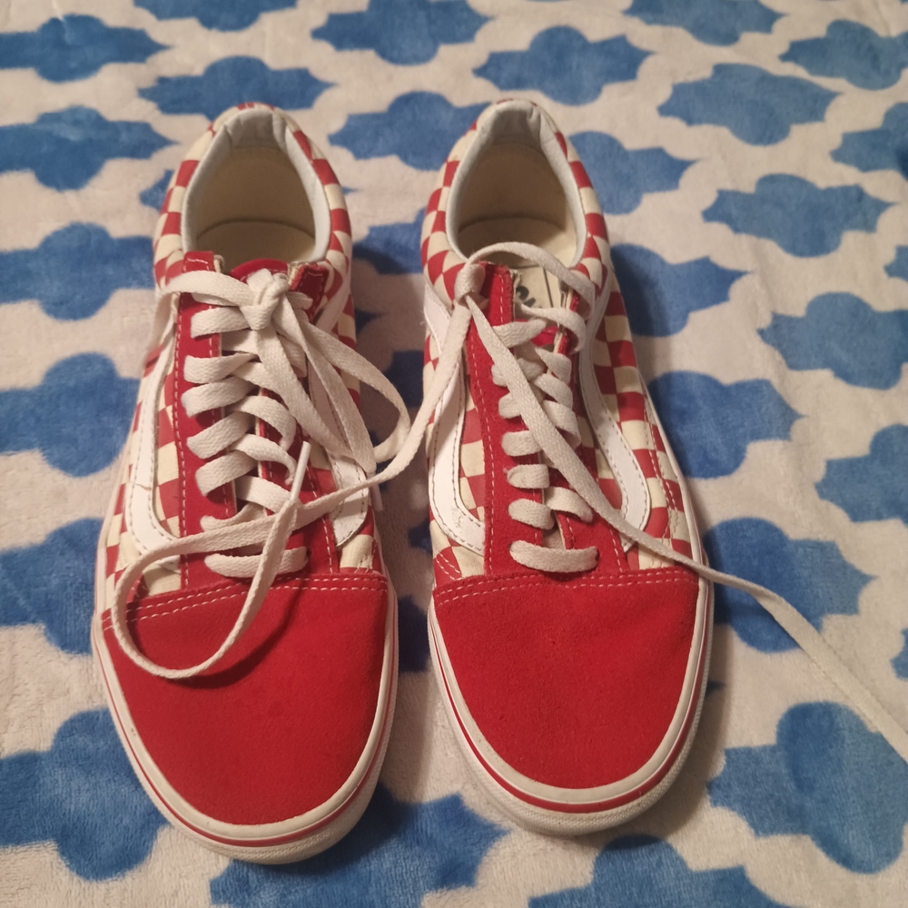 Vans Red and White Checkered Sneakers
